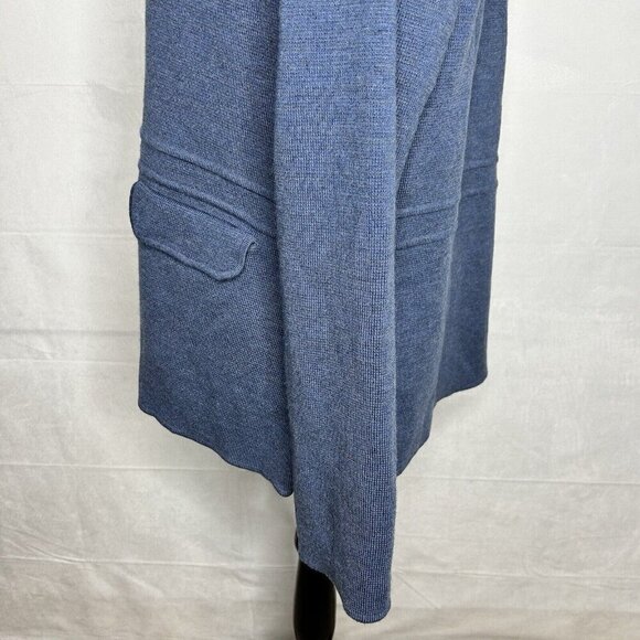 Talbots Womens Sweater Blazer Size L 100% Pure Merino Wool Blue - Picture 8 of 11